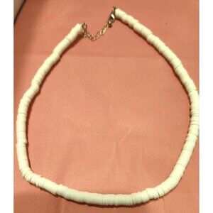 Puka Styled  Necklace - 18", White - Hawaiian Surfer Choker Style